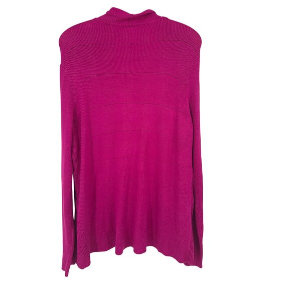 Chicos 2 Womens Open Front Cardigan sweater ruffle Size Large Ribbed Knit pink - Picture 3 of 3